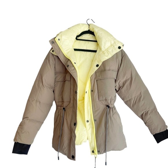 Dualist Zorah Reversible Puffer Jacket Long Sleeve Tan Women's Size S NWT - Picture 4 of 15